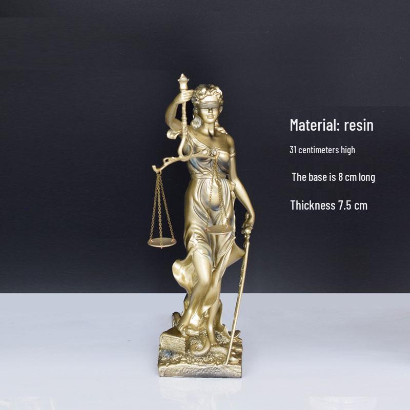 

Идеализированная статуя богини правосудия из меди: Элегантный орнамент и подарок от юридической фирмы Верховного суда