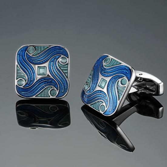 1 Pair Enamel Polishing Retro Pattern Men Cufflinks Electroplating Wear-resistant Shirt Cuff Buttons Clothing Accessories