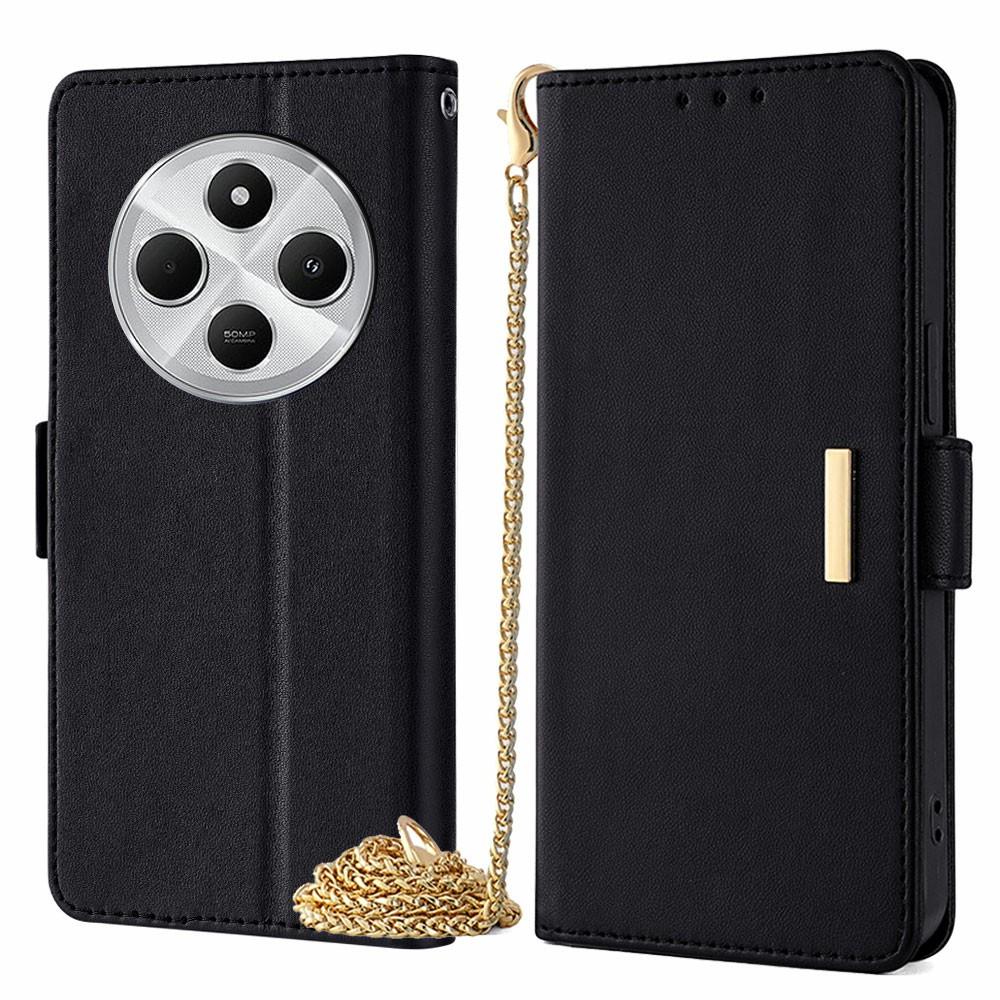Phone Case For Xiaomi Redmi 14C 4G/14R 5G/A4 5G/Poco C75 4G PU Leather Wallet Stand Cover with Crossbody Shoulder Strap