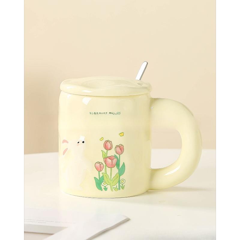 Zaječí hrnky  Roztomilé hrnky Domácí sklenice na vodu  Vysoká úroveň vzhledu Hrnky na kávu Ins Dívčí kancelářské snídaňové hrnky