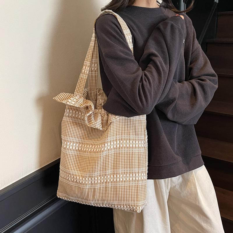 

Striped Shoulder Bag Women s Large Capacity Tote Bag сірий