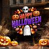 Bathroom Glass Window Dressing Halloween Clings, Cute Ghost Pumpkin Skull Happy Sticker, Reusable Decorative Holiday Film Double Sided Static