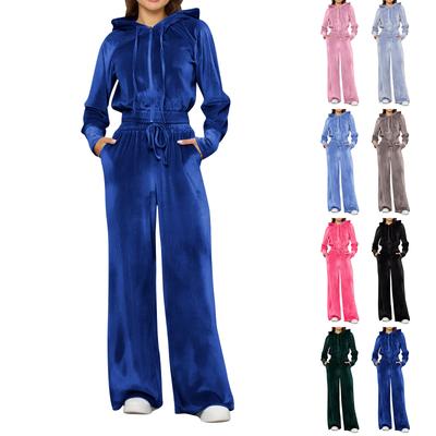 Completo da Donna Casual a Due Pezzi: Felpa con Zip a Manica Lunga Tinta Unita e Pantaloni