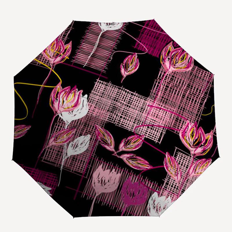 1pc Abstract Floral Pattern Umbrella with Plastic Handle,Suitable for All Seasons Umbrellaptys26041