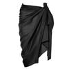 Solid Color Side Lace-up Cover Up Skirt See-through Chiffon Wrap Scarf Skirt