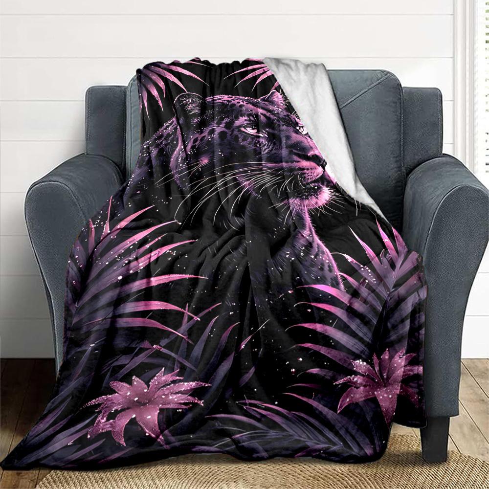 

1pc Black Leopard Print Blanket Lightweight Flannel Blanket Throw Blanket For Sofa, Bed, Travel, Camping, Livingroom, Couch, Chair, And Bed yy25090262 100x150cm