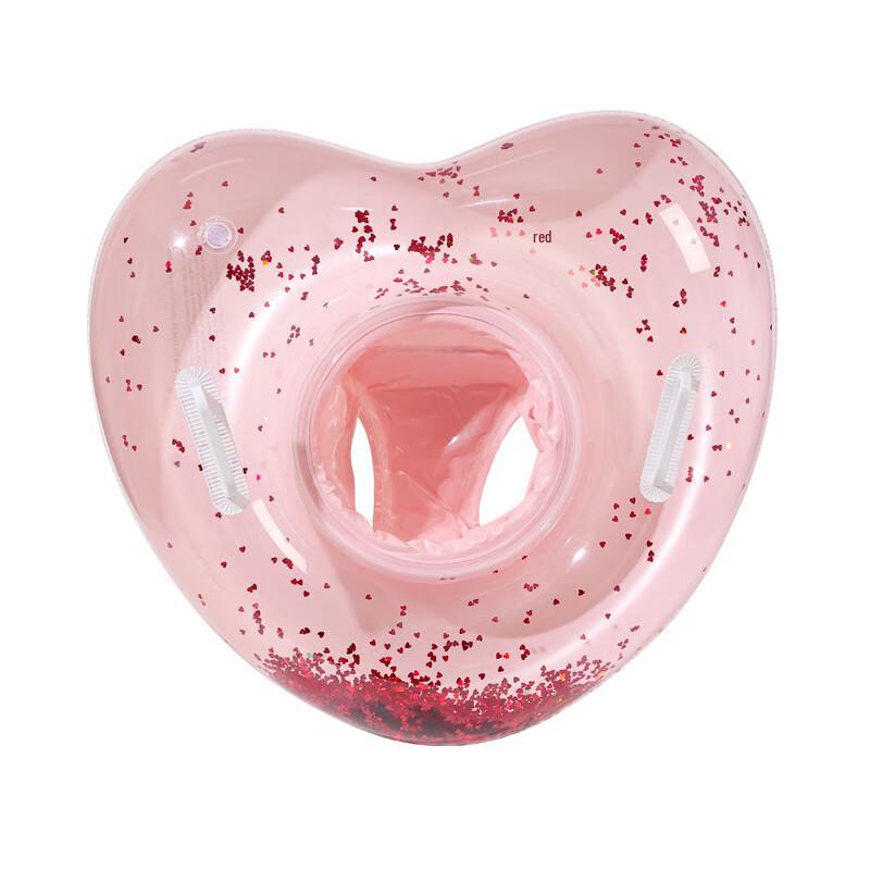 Pink Heart Glitter Inflatable Baby Seat Float