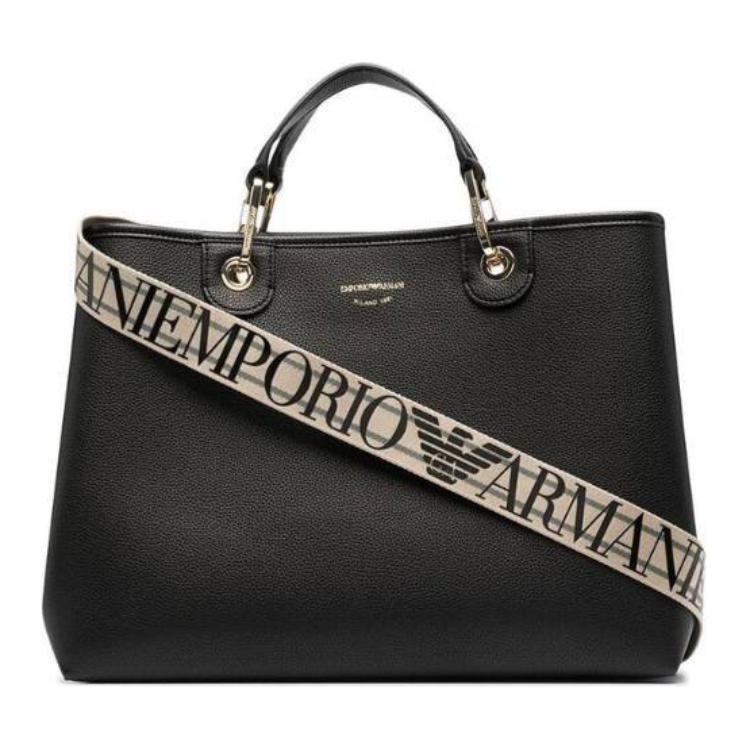 

Emporio Armani Gold Letter Print Logo Detachable Shoulder Strap Tote Bag Women Tote Bags Black YFO5BY-3D165-85218 Basic Set (Bag+Dust Bag)