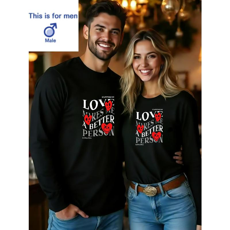 1PCS Valentine's Day Loose Fit Long Sleeve Shirt Fashion Daily Commute Top
