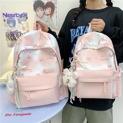 The New Schoolbag Is High-value, Fresh, Sweet, Literary and Cute Butterfly Backpack, Light Travel Backpack for Junior High School Students