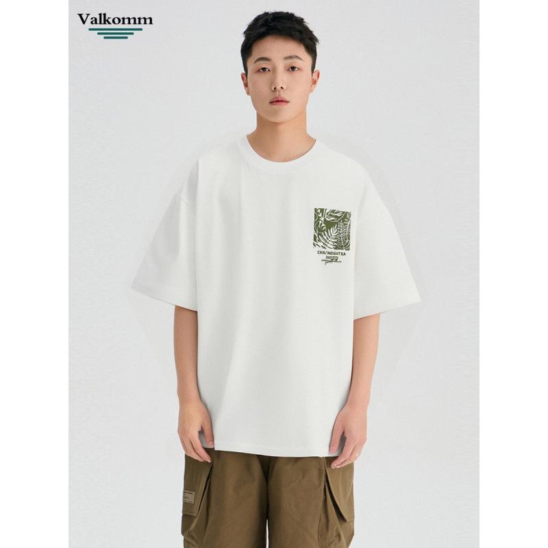 Summer new cotton T-shirt men's trendy brand personalized plant pattern loose short-sleeved T-shirt pure cotton breathable