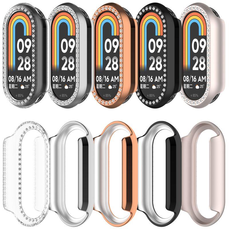 Case For Xiaomi Mi Band 9 9NFC 8 NFC Set With Diamond PC Hard for Xiaomi Smart 9/9NFC Protective Cover Casing