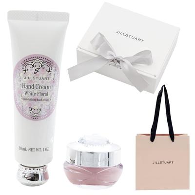 Box and Paper Bag JILL STUART White Floral Hand Cream 30ml and Lip Mask 7g Set Box [Gift Included] (Gift Included)