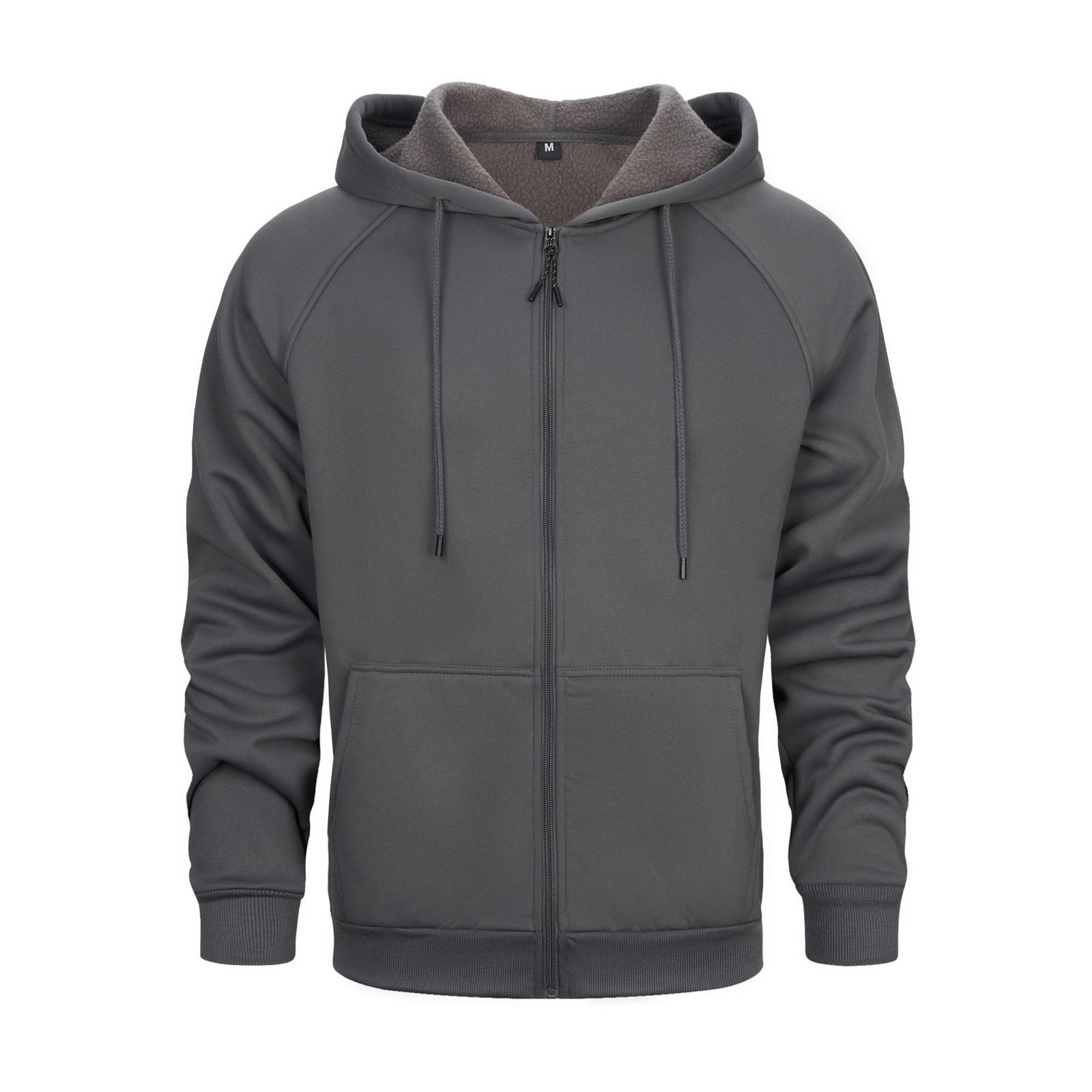 

Mens Zip Up Hoodie Fleece Lined Hoodie Jacket Men Full Zip Sweatshirts Outdoor Thermal Athletic Hoodies L
