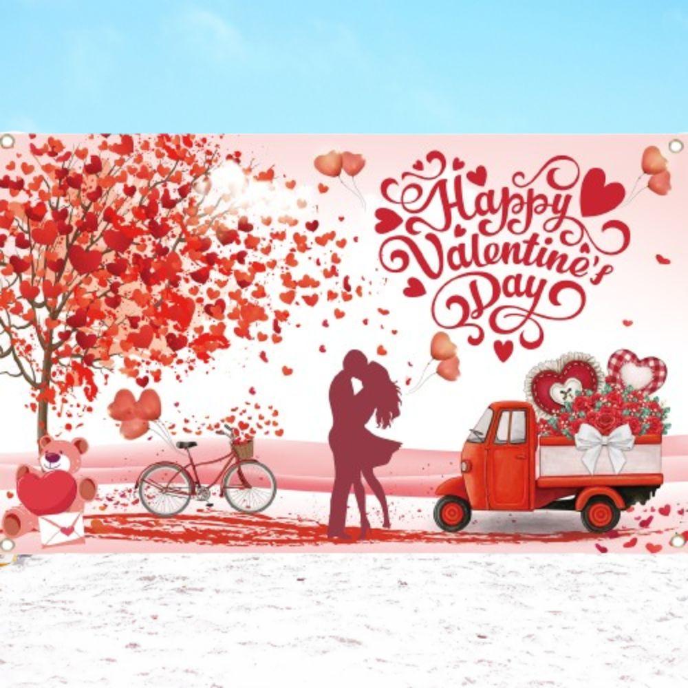110cmx180cm Red Love Heart Dating Background Happy Valentine's Day Banner  Home Party Decor