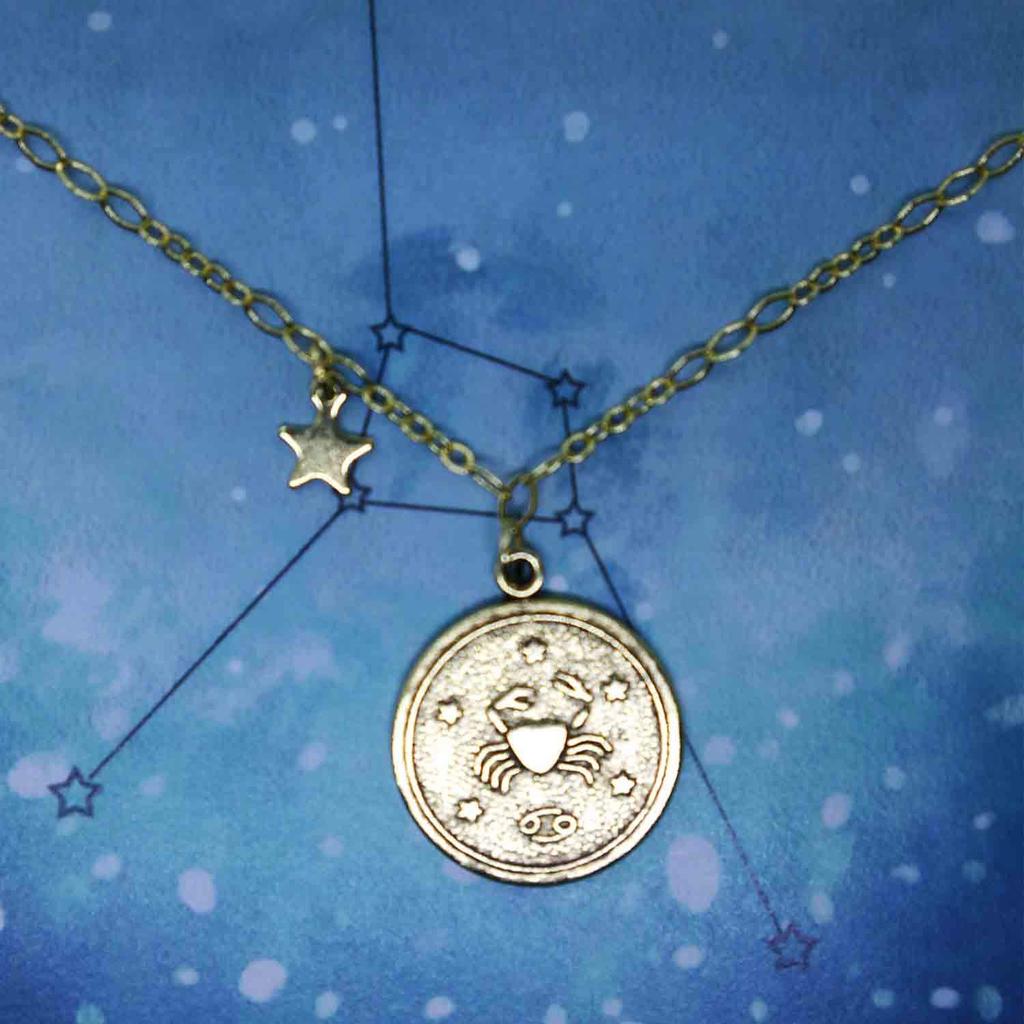 Amano Studio Zodiac Medallion - Cancer Constellation Necklace Jewelry - Gift for Cancer