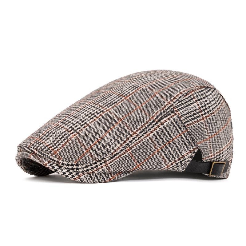 Plaid Cap Men's British Beret Retro Forward Hat Newsboy Hat