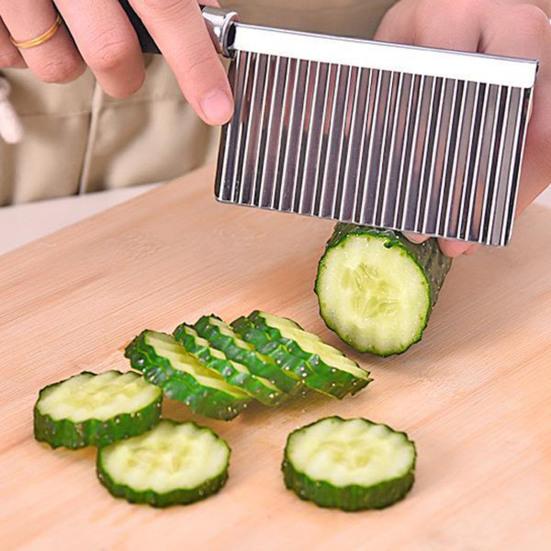 2Pcs Stainless Steel Potato Cutter Chopper Vegetable Fruit Crinkle Corrugated Slicer Egg Salad Ingredient Cutter Kitchen Gadget