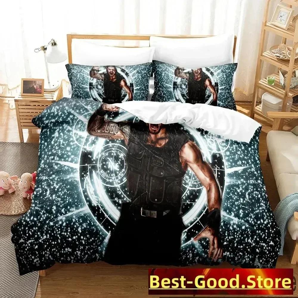 3D Wrestler Roman Reigns Bedding Set Duvet Cover Sheet Printed Bed Set Pillowcase Bed Full Queen King Size Comforter Bedroom