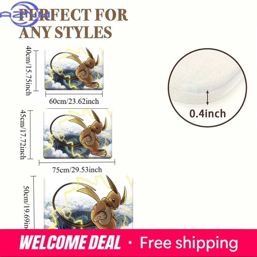 Raichu with Lightning and Dragon Print Non-slip Doormat, Soft Absorbent Floor Rug for Home Decor