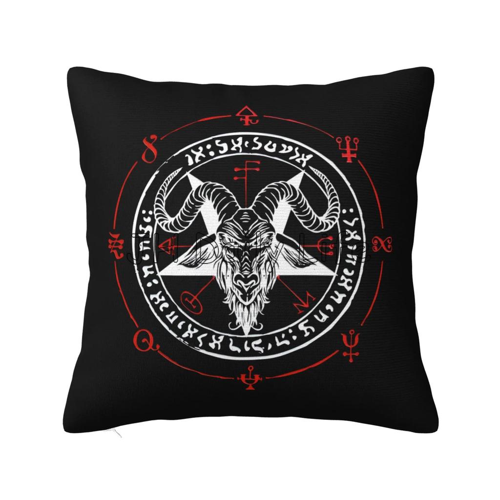 Baphomet Leviathan Black Pillow Cover Mystical Devil Satanic Soft Cozy Polyester Pillow Case for Home Sofa Bed Car 18x18 Inch