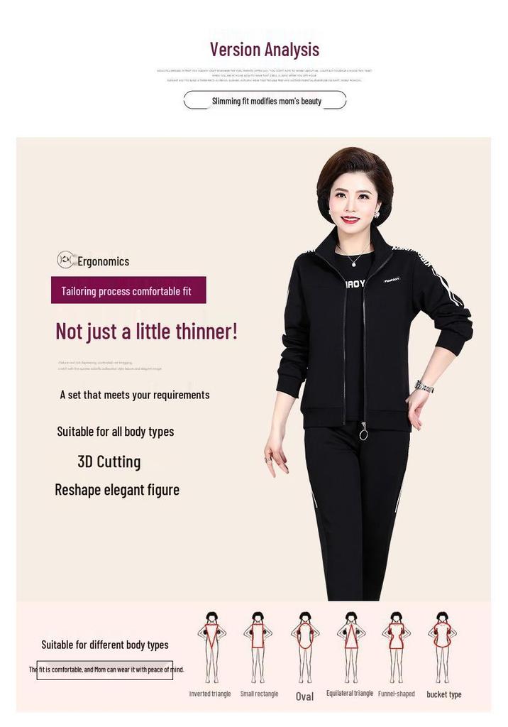 Spring Two-Piece Sportswear Set for Middle-Aged and Elderly Women