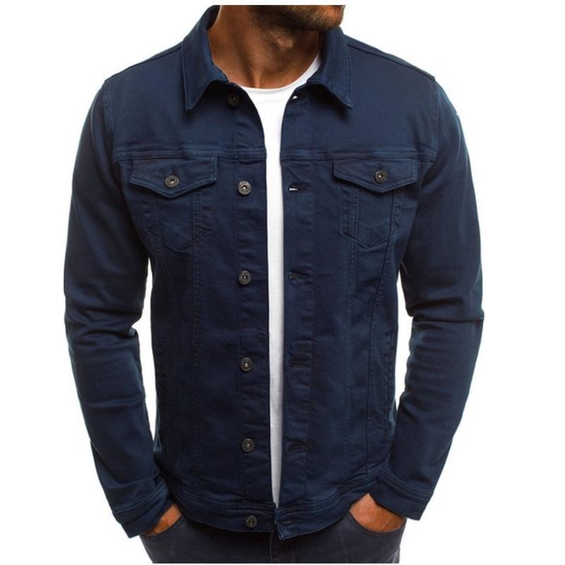 Men's Casual Denim Button-Down Workwear Jacket, European & American Style