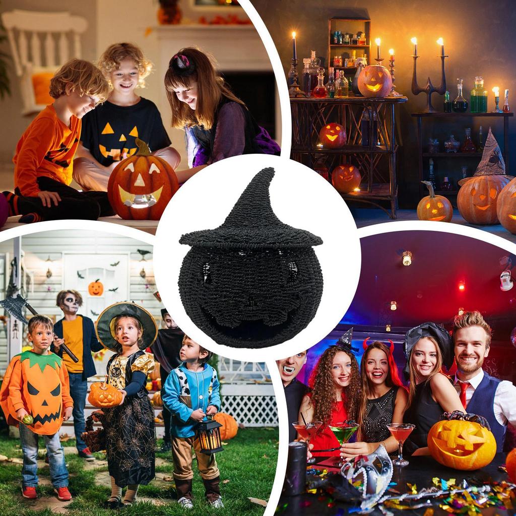 Halloween Pumpkins Farmhouse Table Ornament Hand-woven Rattan Pumpkin Statue Decorative Festive Crochet Party Arrangement Props