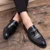 Foreign Trade Business Leather Shoes Men's Korean Version Large Size Stone Pattern Foot Cover Men's Shoes British Style Pointed Hair Stylist Loafers