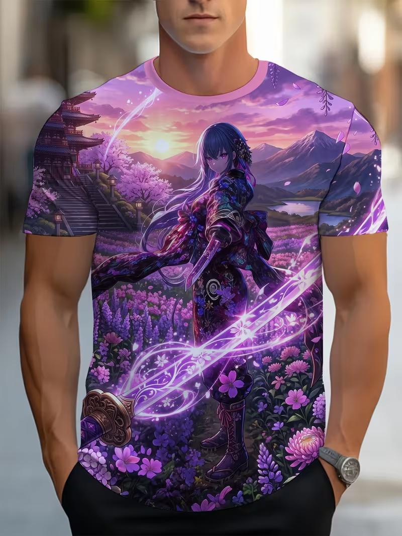 

Men s Retro 3D Graphic Print T-Shirt - Perfect for Daily Wear and Vacation XL