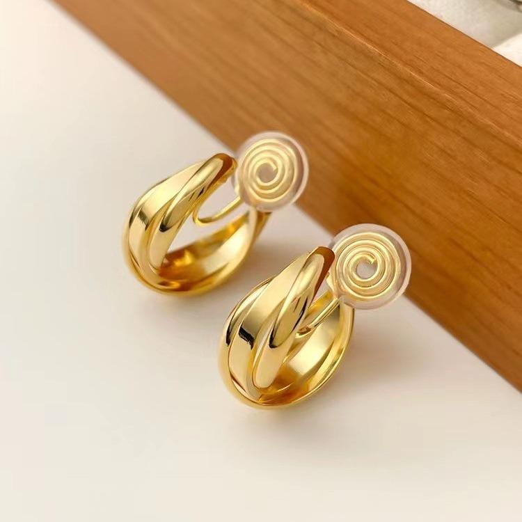 

Elegant Hong Kong Style Glossy Metal Cross Mosquito Coil Holder Earrings for Women