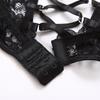 European Sexy Lingerie Set with Metal Chain, Black Lace, See-Through Design, Erotic Cool Spicy Style.