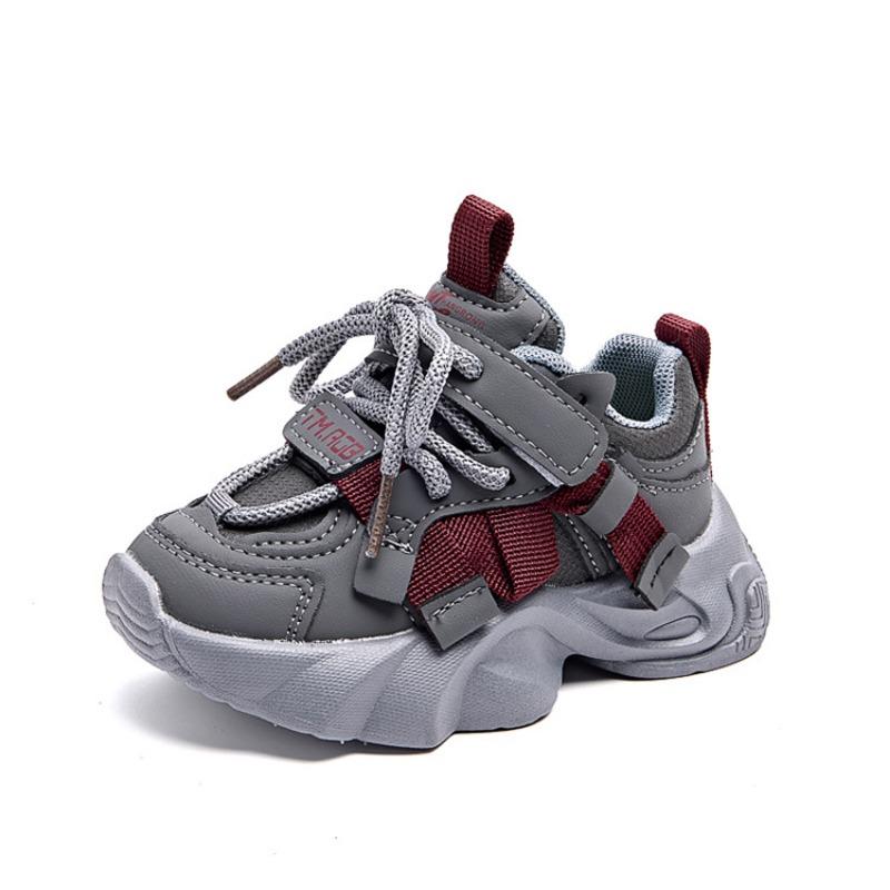 Girls Sports Shoes Autumn New Style Boys Leather Faced Casual Dad Shoes Soft Sole Running Shoes