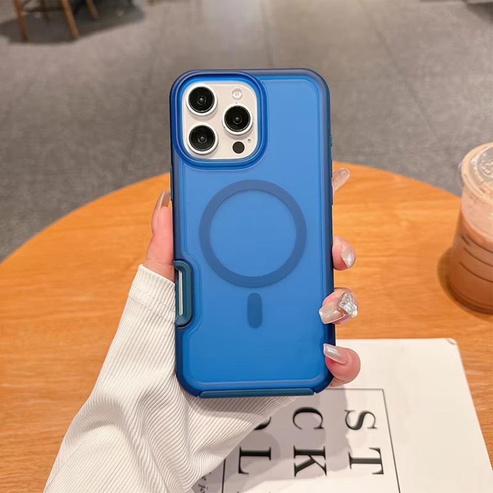 Fashion Armor Magnetic Charging Protect Cover For IPhone 17 Pro Max Air 16 15 14 Plus 13 12 Frosting Clear Anti-Drop Phone Case