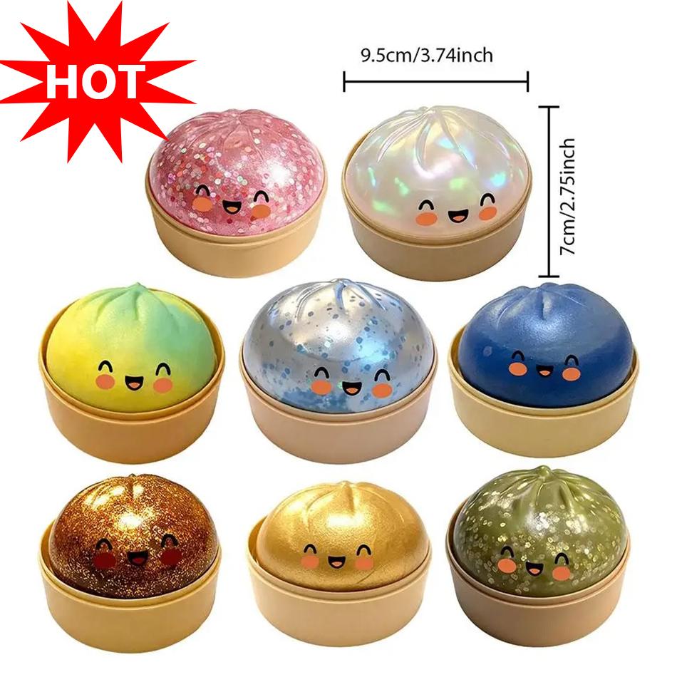 High Quality Realistic Giant Dumpling Squeeze Toy With Bamboo Steamer Soft Tpr Decompression Fidget Toy Funny Creative Gift