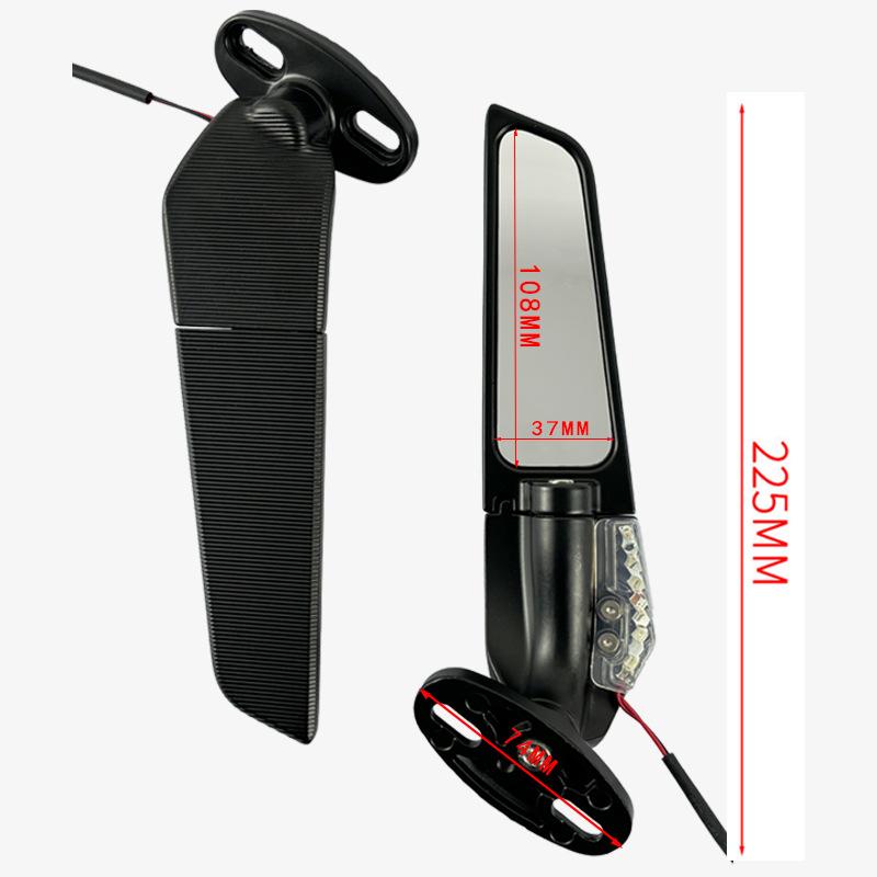 

Motorcycle Modification Universal Rearview Mirror with Light LED Turn Signal Reflector Light Universal with Light чёрный