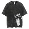 Anime Printed Washed Short Sleeve Retro Sports Fitness Short Sleeve Loose Large Size for Men and Women