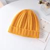 Children's autumn and winter% pure cashmere hat men's and women's solid color twisted flower casual flanged warm knitted hat