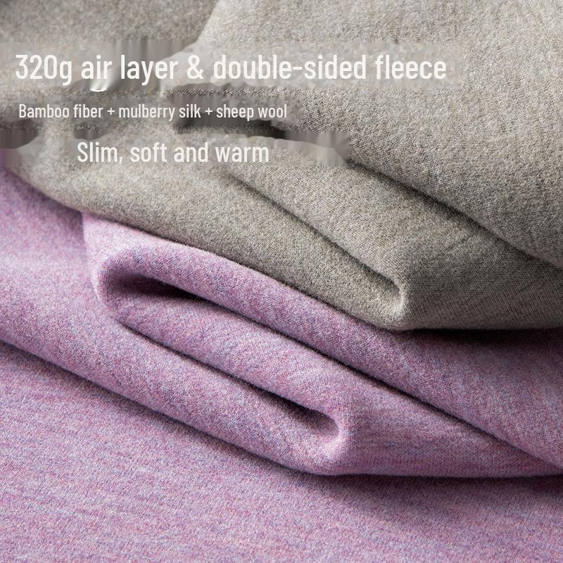 Set dámského termoprádla z hedvábné vlny – jednobarevné, plus sametové, husté na podzim/zimu.