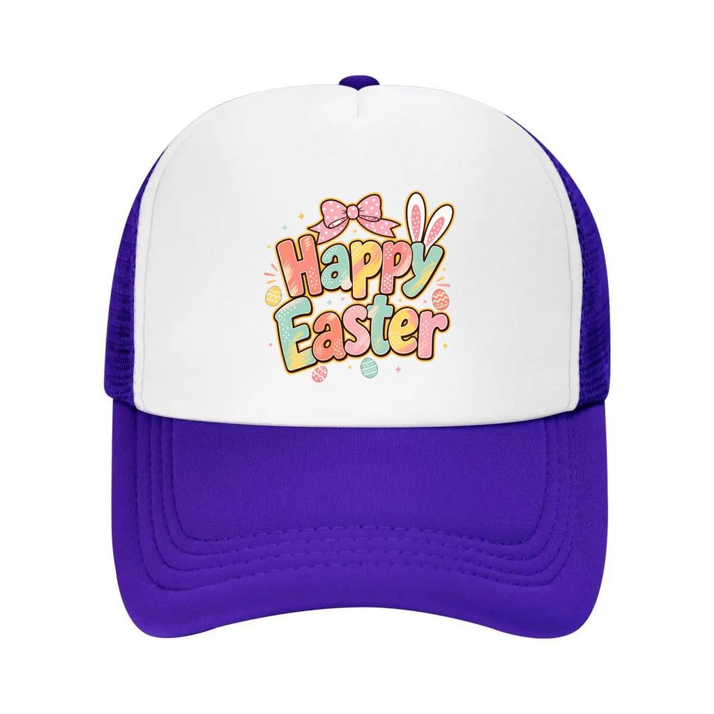 Pastel Bunny Lettering Spring Celebr Mesh Baseball Cap Casual Hat Outdoor For Womens Unisex FeUnisex