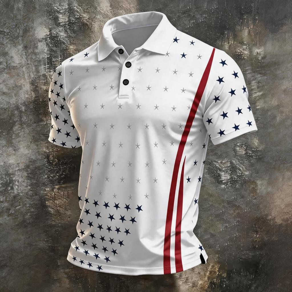 Men's Short Sleeve Shirt Loose Fit Breathable USA Soccer Fan Casual Wear