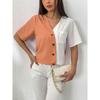 BITCED Women's Fashion Casual V-Neck Short Sleeve  Blouses & Shirts
