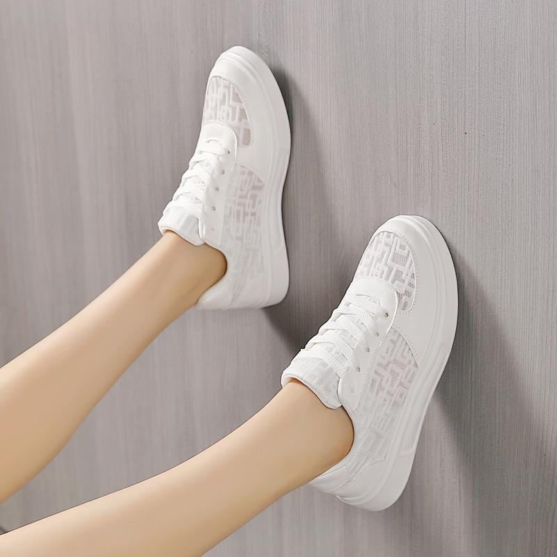 TUINANLE Damenschuhe, geometrisches Netzgewebe, atmungsaktiv, lässige Turnschuhe, Mädchen, rutschfeste Plateauschuhe