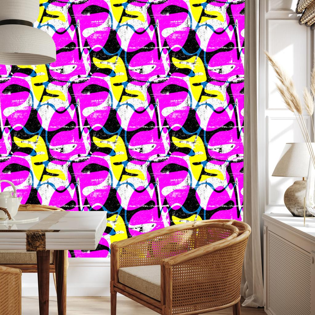 Colorful graffiti drawings wallpaper for living room and bedroom 50x1000