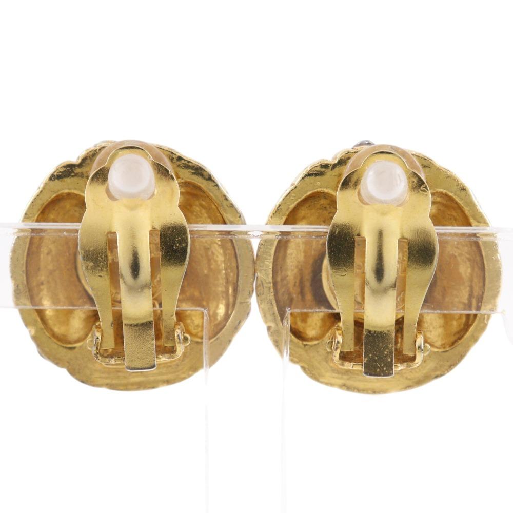 CHANEL Matelasse Earring vintage Plated Gold/Rhinestone 24g Women Used