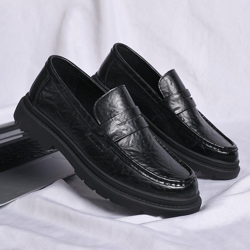 men Business Oxford Leather Shoes Men slip on Breathable Rubber Formal Dress Shoes Male Office Wedding Flats Footwear Mocassins