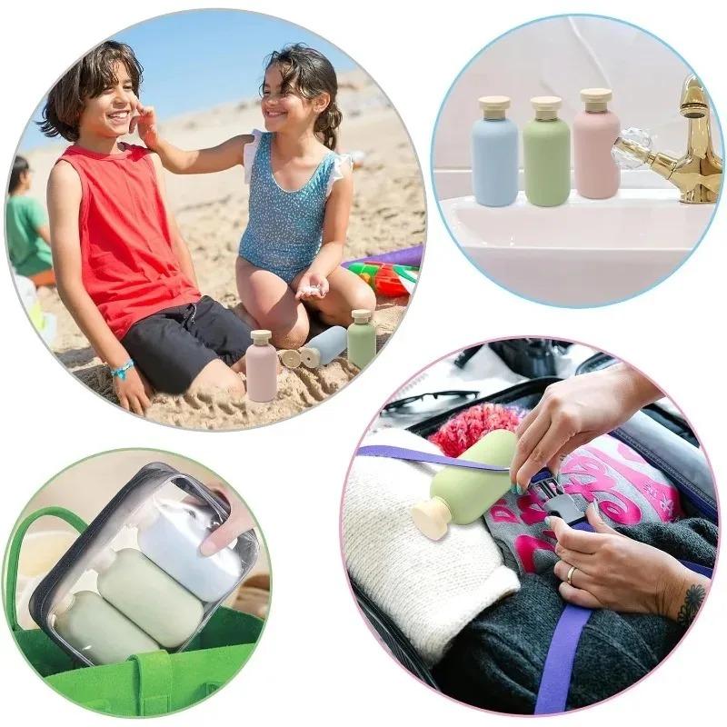 3Pcs for Toiletries 200ml Refillable Squeeze Travel Container Sub Package Squeeze Bottles for Shampoo Travel Bottles