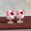 1pc Miniature Dollhouse Food Toy Strawberry Ball Pink Ice Cream Cup Model - DIY Decoration For Doll Accessories Kids Gift