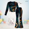 Girls Round Neck Long Sleeve Printed Crop Top Flared Pants Two Piece Set