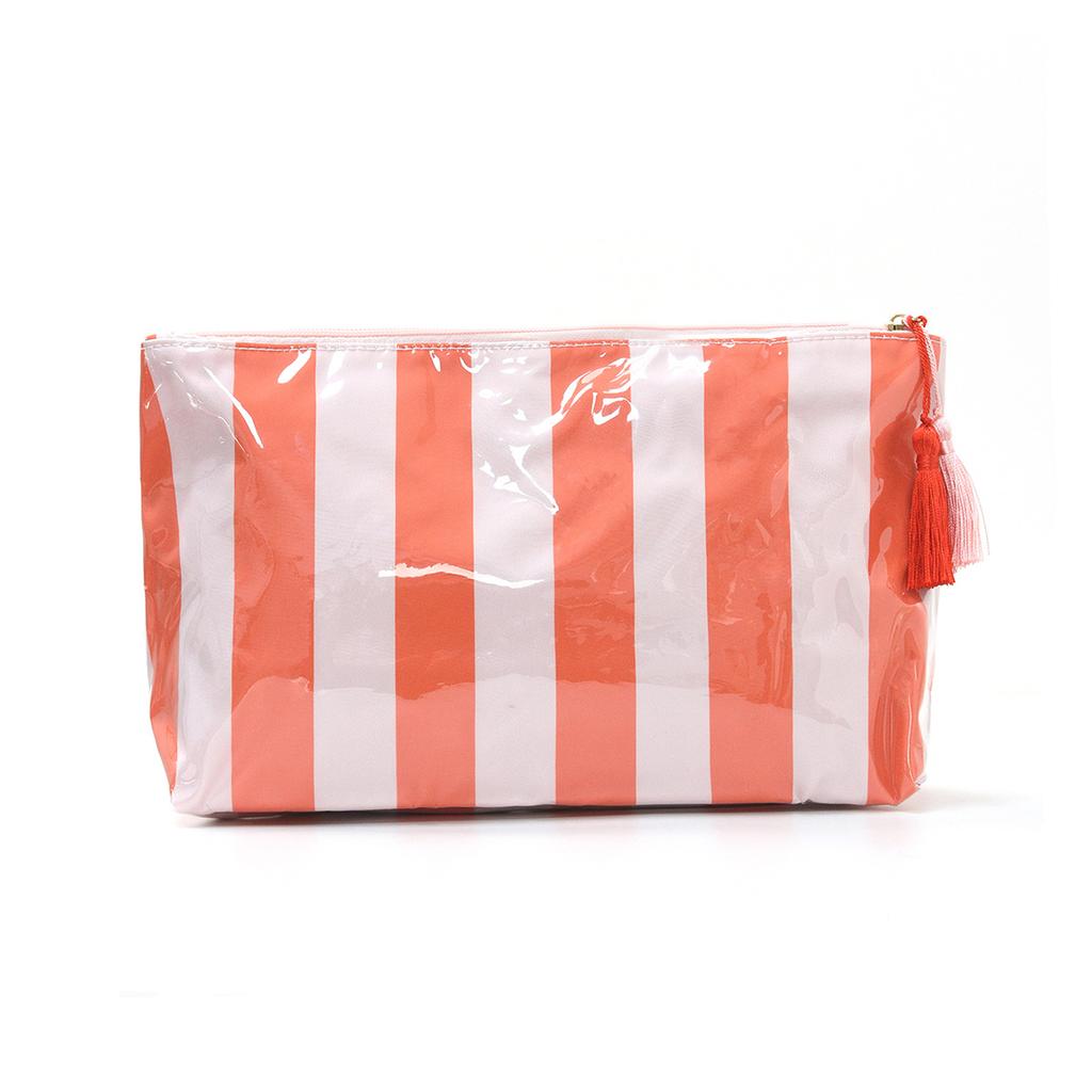 Cross-border Striped Cosmetic Bag High-value Large-capacity Cosmetic Storage Bag Contrasting Color Travel Portable Cosmetic Bag